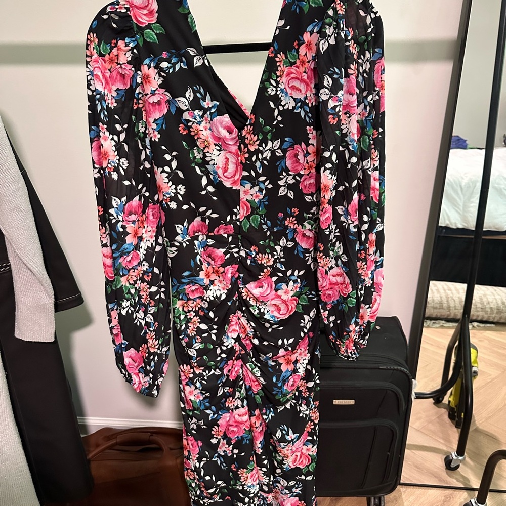 GUESS Floral Black and Pink Women's Dress